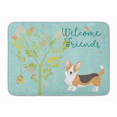 Carolines Treasures Welcome Friends Pembroke Welsh Corgi Tricolor Machine Washable Memory Foam Mat BB7610RUG